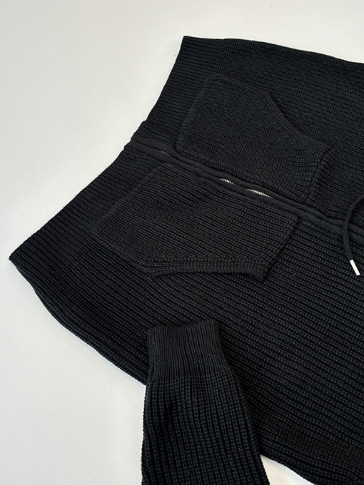 セリーヌ 刺繍ロゴニットフード付きジップアップジャケット