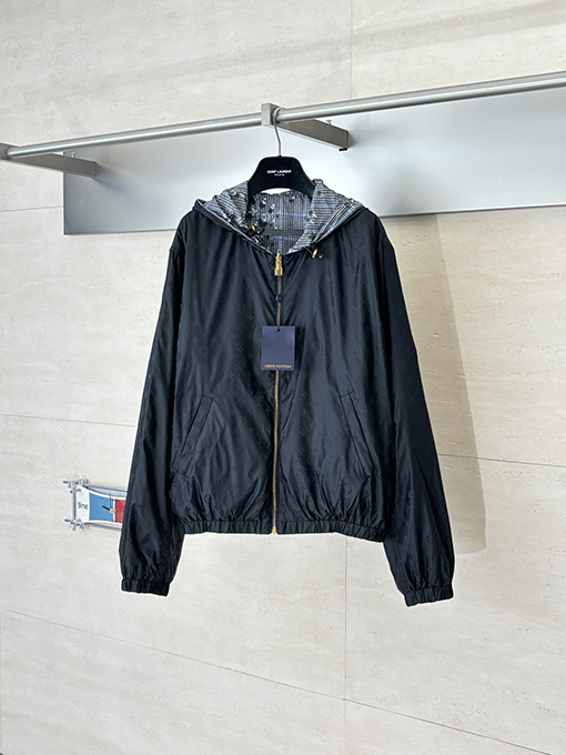 ルイヴィトン ウォータードロッププリント フード付き リバーシブル ナイロン トレンチコート ジャケット