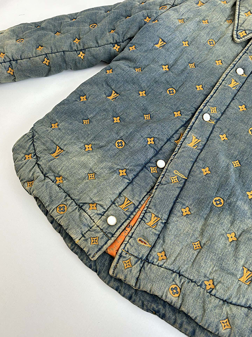 ルイヴィトン ファレルウィリアムスとの共同ブランドフル刺繍のダメージデニムジャケット