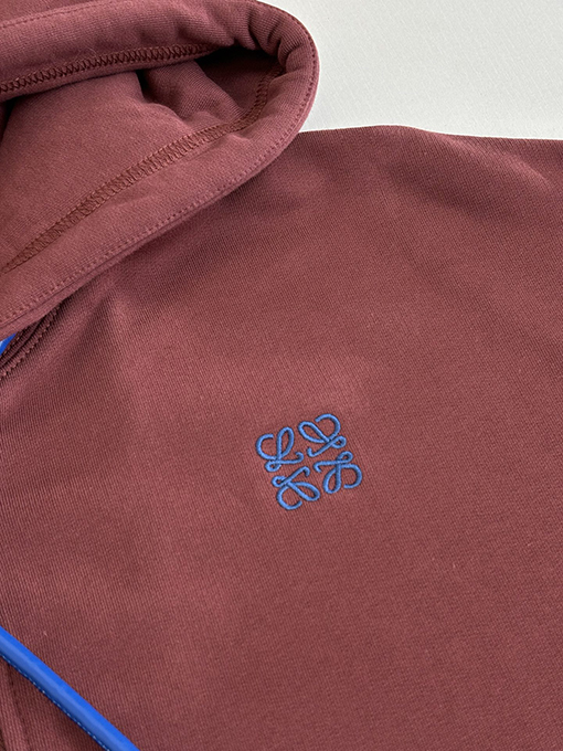 ロエベコピー ロゴ刺繍入りジップアップフード付きスウェットシャツジャケット