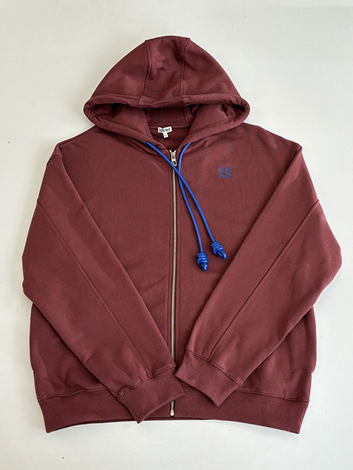 ロエベコピー ロゴ刺繍入りジップアップフード付きスウェットシャツジャケット