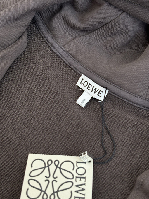 ロエベコピー ロゴ刺繍入りジップアップフード付きスウェットシャツジャケット