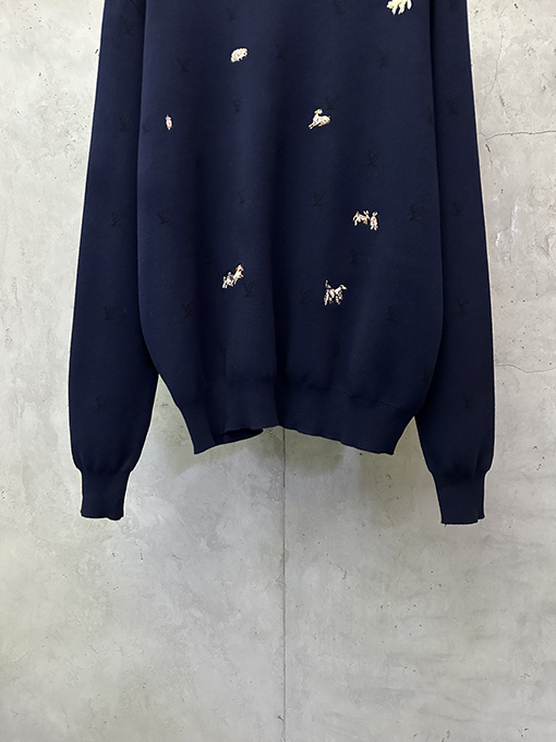 ルイヴィトン 動物刺繍ジャカードロゴニットウェア