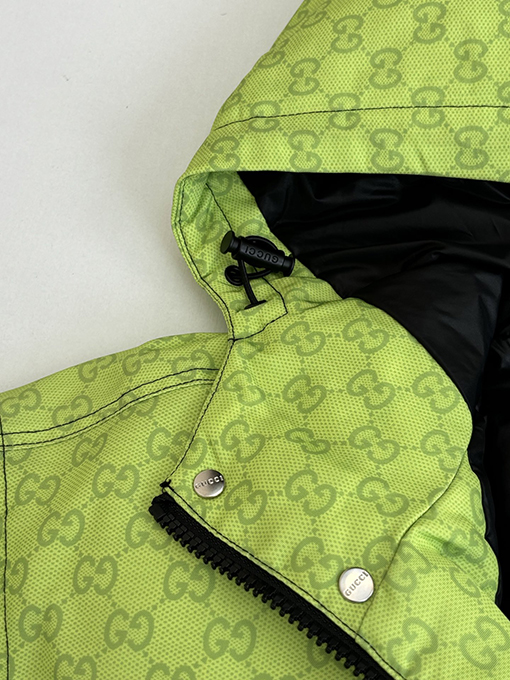 グッチ Altitude スキースタイルのフード付きグラデーションカラーブロックプリントコットンジャケット