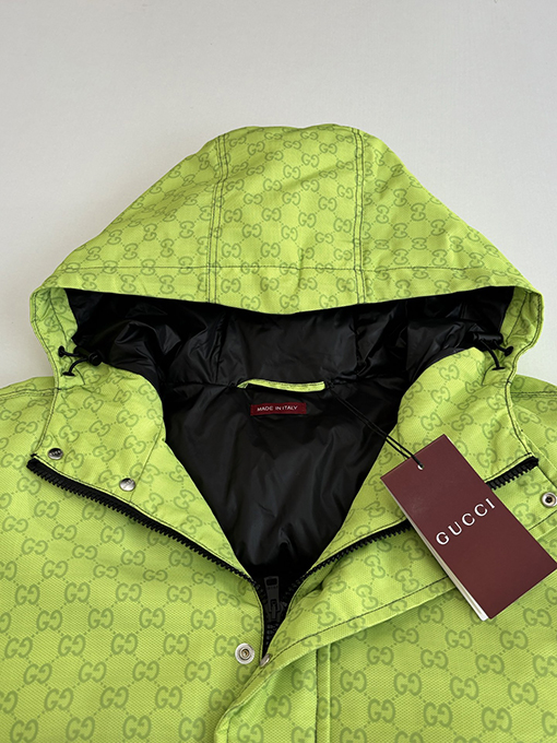 グッチ Altitude スキースタイルのフード付きグラデーションカラーブロックプリントコットンジャケット