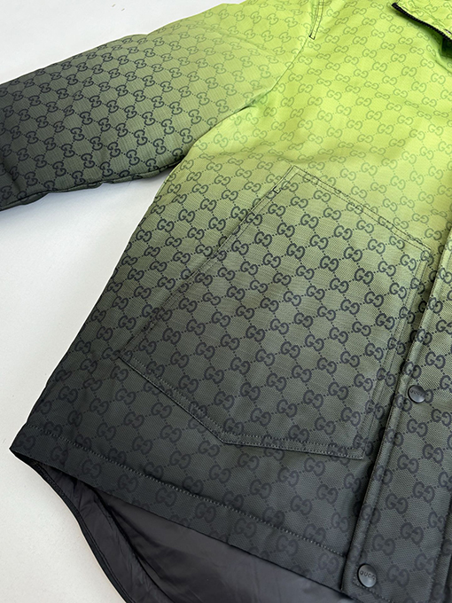 グッチ Altitude スキースタイルのフード付きグラデーションカラーブロックプリントコットンジャケット