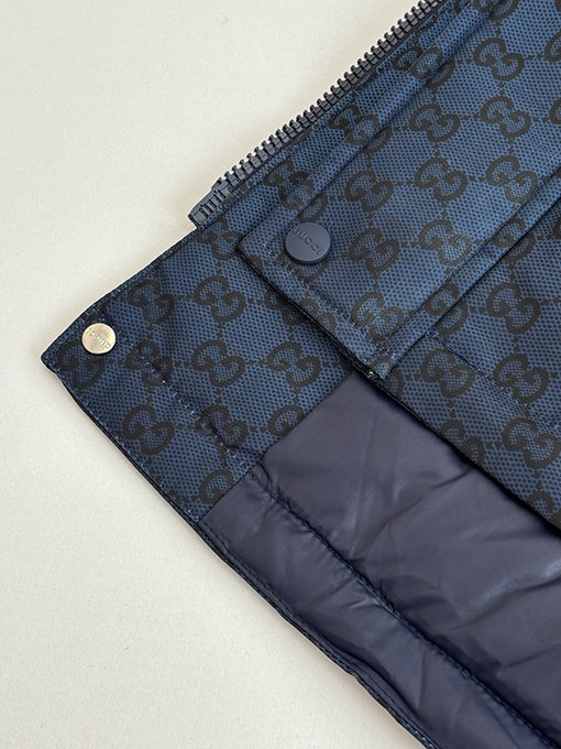 グッチ Altitude スキースタイルのフード付きグラデーションカラーブロックプリントコットンジャケット