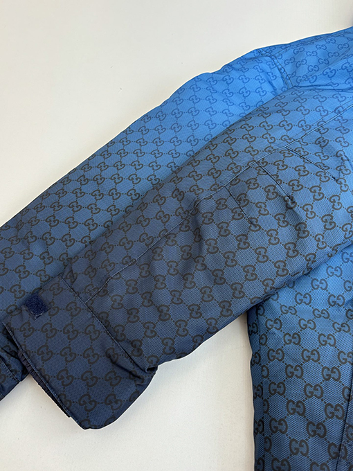 グッチ Altitude スキースタイルのフード付きグラデーションカラーブロックプリントコットンジャケット