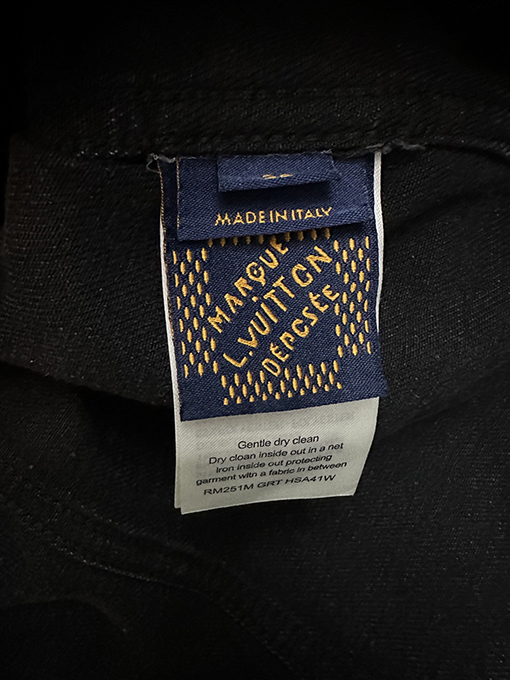 ルイヴィトン 刺繍レザーラベルとターンダウンカラーのデニムジャケット