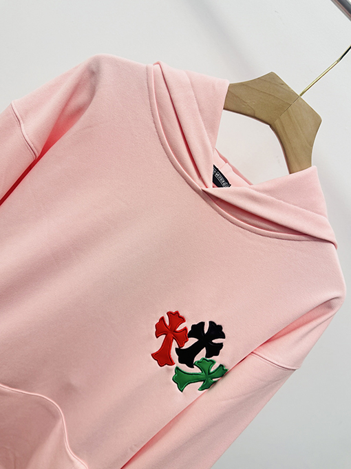 クロムハーツ ドーパミンシリーズ ピンク刺繍フード付きスウェットシャツ