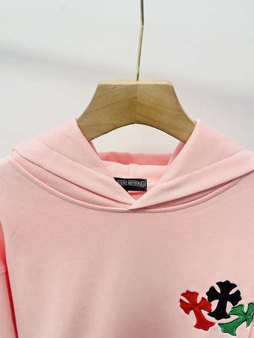 クロムハーツ ドーパミンシリーズ ピンク刺繍フード付きスウェットシャツ