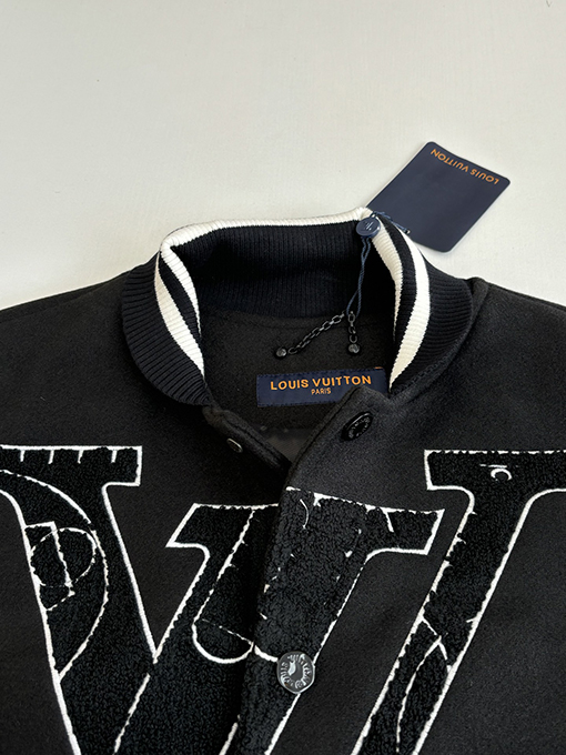 ルイヴィトン NBAコラボレーション テリークロス 刺繍 ブラック パッチワーク ベースボールジャケット
