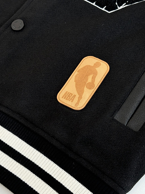 ルイヴィトン NBAコラボレーション テリークロス 刺繍 ブラック パッチワーク ベースボールジャケット