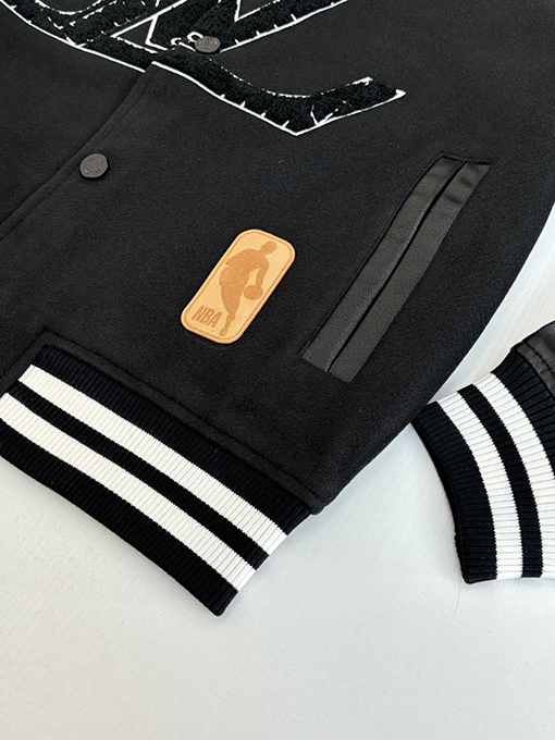ルイヴィトン NBAコラボレーション テリークロス 刺繍 ブラック パッチワーク ベースボールジャケット