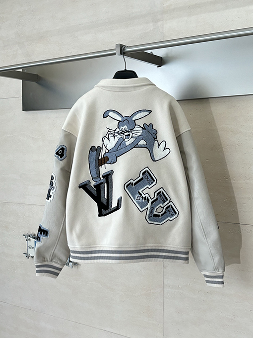 ルイヴィトンコピー バッグスバニーの刺繍りタオルウールベースボールジャケット