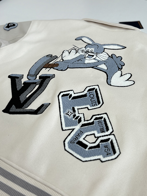 ルイヴィトンコピー バッグスバニーの刺繍りタオルウールベースボールジャケット