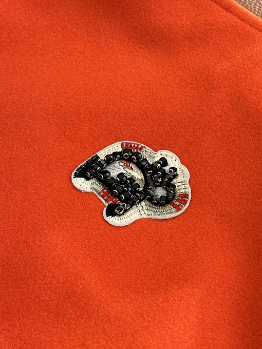 ディオール Tears コラボレーションのヘビーデューティー刺繍ビーズアップリケ刺繍ウール＆レザーベースボールジャケット