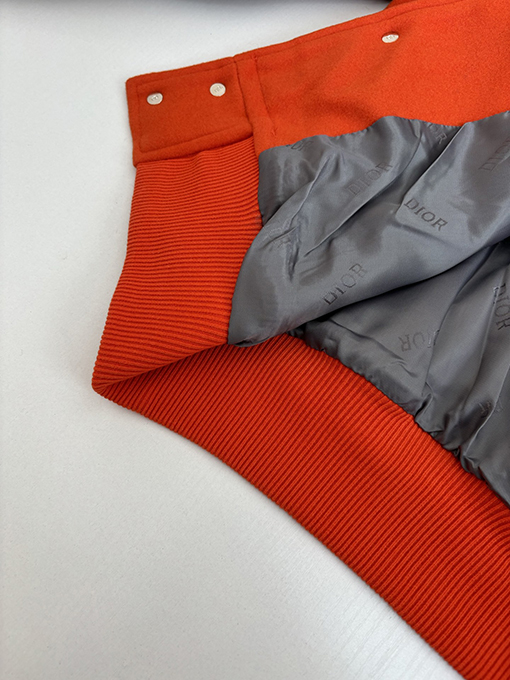 ディオール Tears コラボレーションのヘビーデューティー刺繍ビーズアップリケ刺繍ウール＆レザーベースボールジャケット