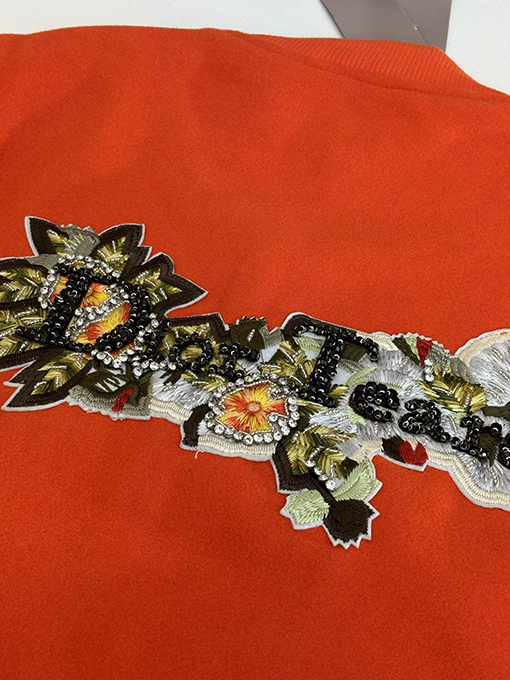 ディオール Tears コラボレーションのヘビーデューティー刺繍ビーズアップリケ刺繍ウール＆レザーベースボールジャケット