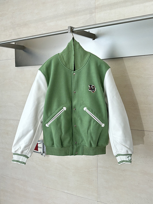 ディオール Tears コラボレーションのヘビーデューティー刺繍ビーズアップリケ刺繍ウール＆レザーベースボールジャケット