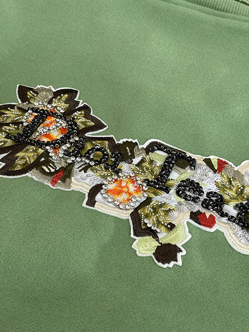 ディオール Tears コラボレーションのヘビーデューティー刺繍ビーズアップリケ刺繍ウール＆レザーベースボールジャケット