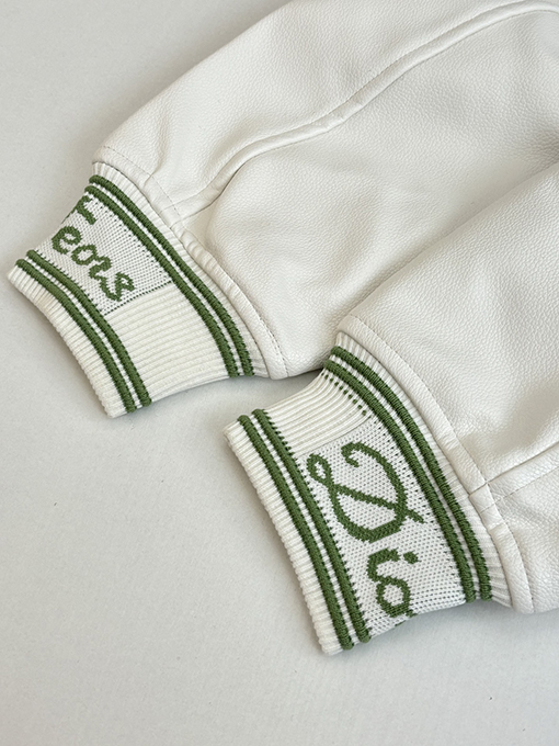 ディオール Tears コラボレーションのヘビーデューティー刺繍ビーズアップリケ刺繍ウール＆レザーベースボールジャケット