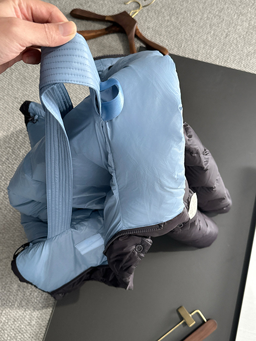 モンクレール Dervox ブルー ファットボーイ オーバーオール ショートパーカー ダウンジャケット