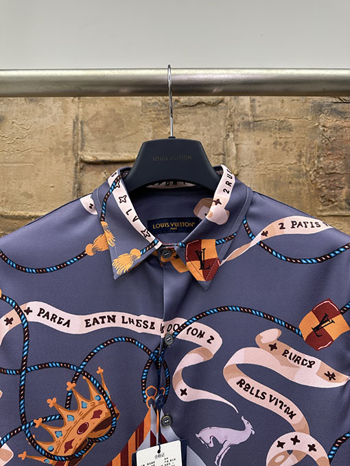 ルイヴィトン プリントポプリン長袖シャツ