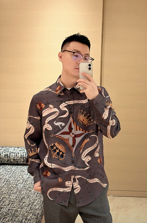 ルイヴィトン プリントポプリン長袖シャツ