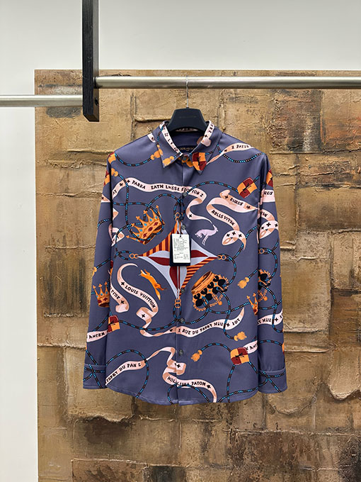 ルイヴィトン プリントポプリン長袖シャツ