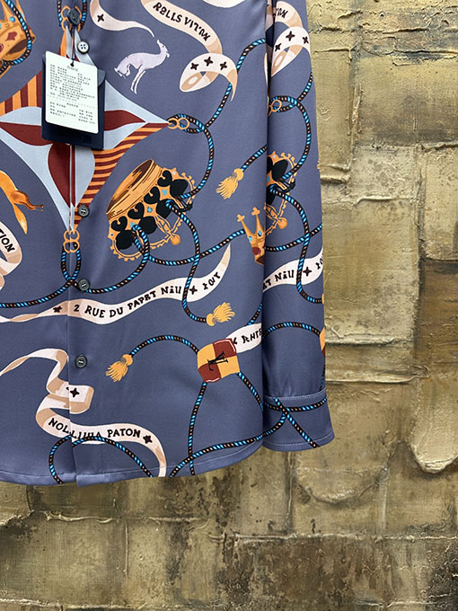 ルイヴィトン プリントポプリン長袖シャツ