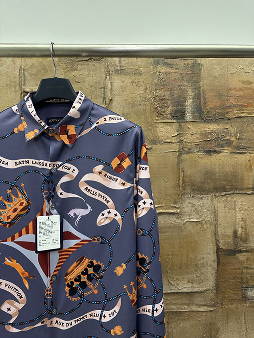 ルイヴィトン プリントポプリン長袖シャツ