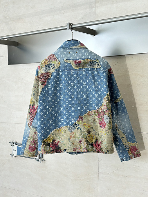 ルイヴィトンスーパーコピー フローラルローズアップリケデニムコットンジャケット