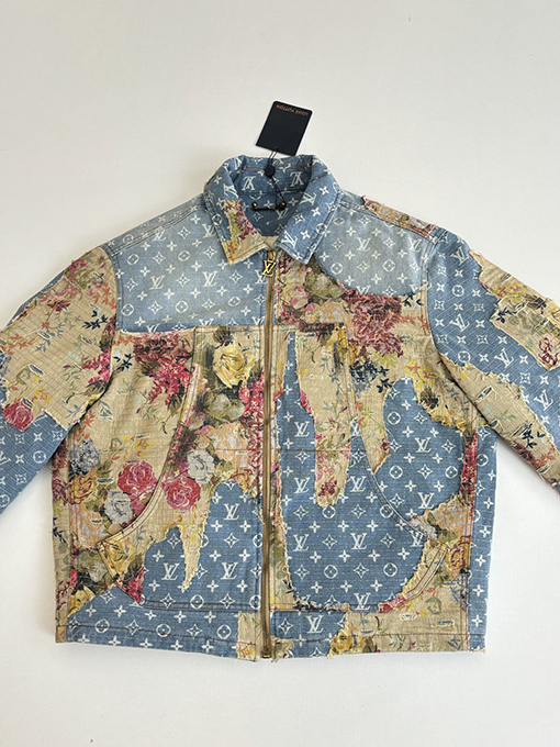 ルイヴィトンスーパーコピー フローラルローズアップリケデニムコットンジャケット