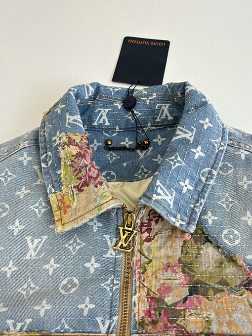 ルイヴィトンスーパーコピー フローラルローズアップリケデニムコットンジャケット