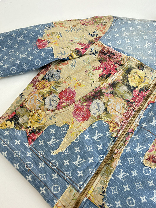ルイヴィトンスーパーコピー フローラルローズアップリケデニムコットンジャケット