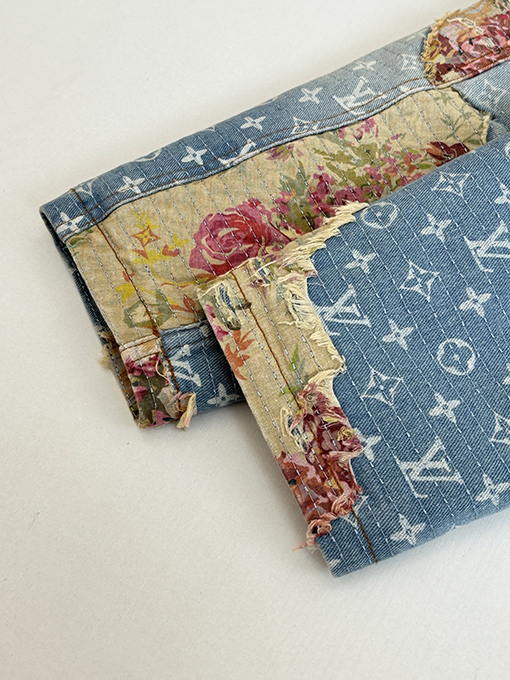 ルイヴィトンスーパーコピー フローラルローズアップリケデニムコットンジャケット