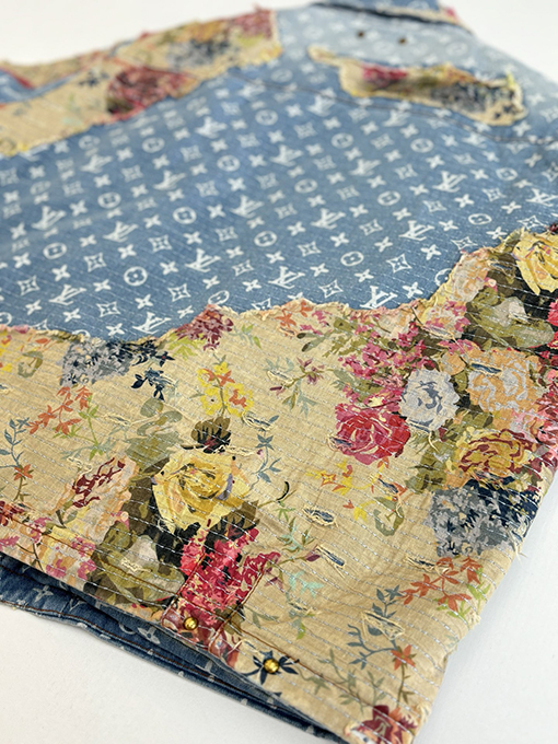 ルイヴィトンスーパーコピー フローラルローズアップリケデニムコットンジャケット