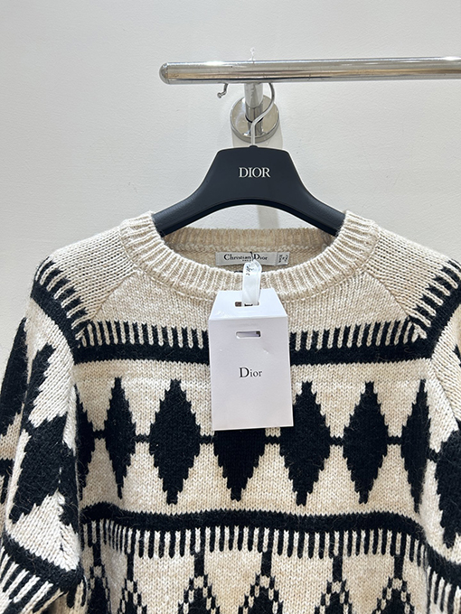 ディオールコピー ダイヤモンド柄ニットクルーネックセーター