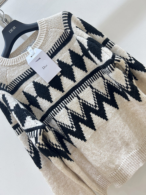 ディオールコピー ダイヤモンド柄ニットクルーネックセーター