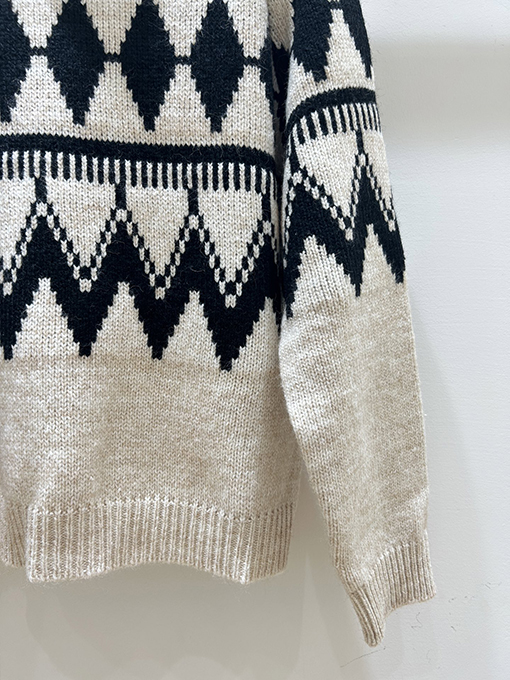 ディオール ダイヤモンド柄ニットタートルネックセーター