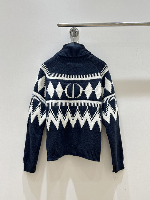 ディオール ダイヤモンド柄ニットタートルネックセーター