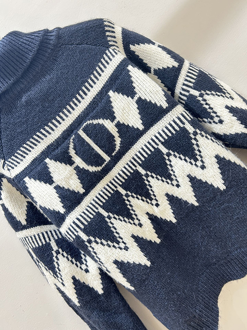 ディオール ダイヤモンド柄ニットタートルネックセーター