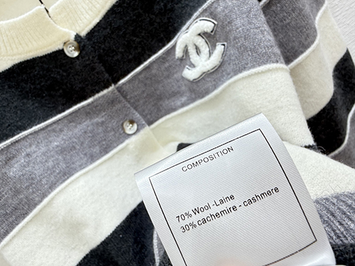 シャネルスーパーコピー カラーブロックストライプクルーネックニット長袖カーディガン