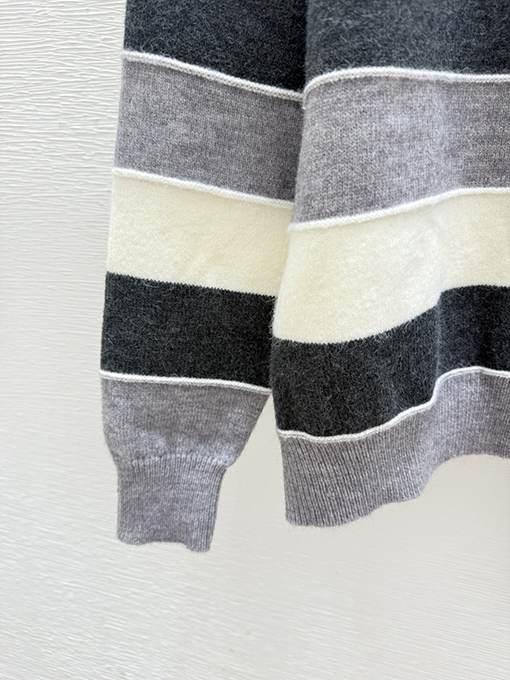 シャネルスーパーコピー カラーブロックストライプクルーネックニット長袖カーディガン