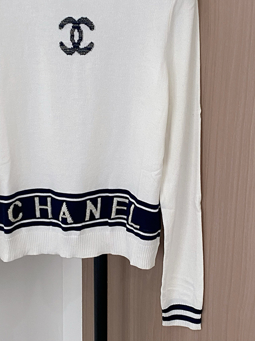 シャネル ロゴ柄長袖ニットセーター