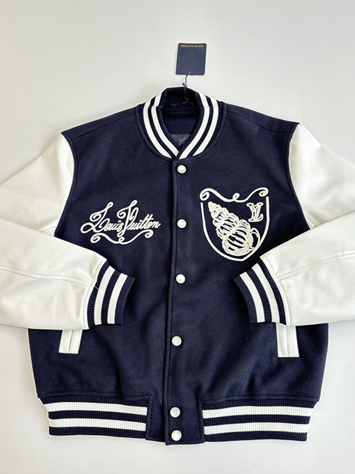ルイヴィトン コンク刺繍パールボタンベ​​ースボールジャケット