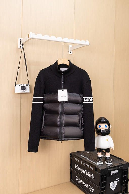 モンクレール Moncler ウールスリーブスタンドカラーニットダウンジャケット