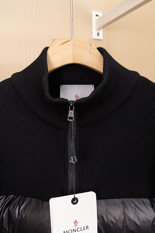 モンクレール Moncler ウールスリーブスタンドカラーニットダウンジャケット