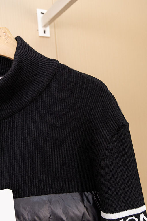 モンクレール Moncler ウールスリーブスタンドカラーニットダウンジャケット